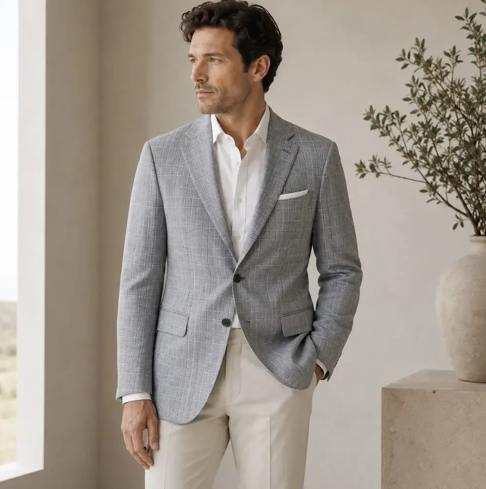 TED BAKER Endurance Roger Wool Blazer Sport Coat Gray Plaid Sz 40S $496 {3E10}